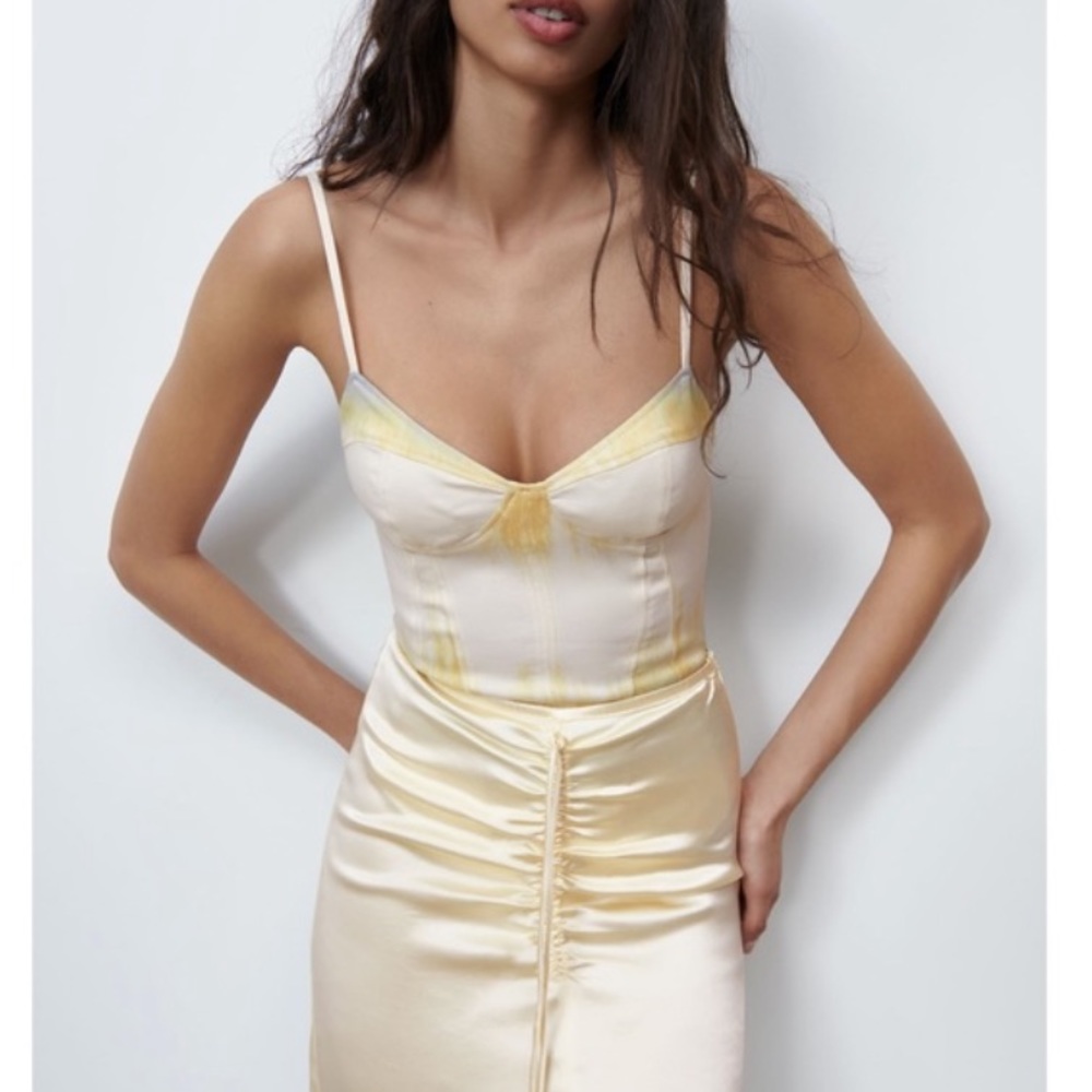 Zara yellow satin bodysuit